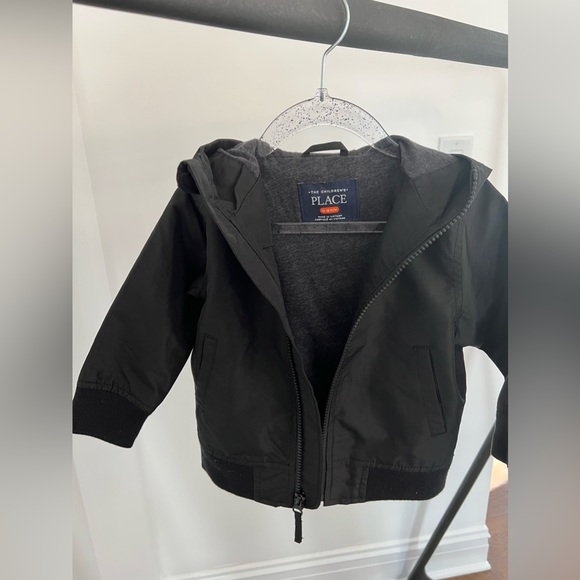 Black Children's Place Rain Jacket Hooded Raincoat - Picture 2 of 3
